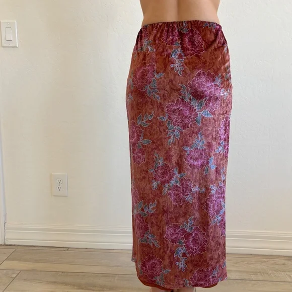 Free People Poets Velvet Sarong Skirt, Size XS, in a Rust Combo, boho - Picture 3 of 9